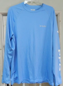 Men's Columbia PFG OMNI-WICK Long-Sleeve  - 50 SUN BLOCK BABY BLUE - Large - Picture 1 of 5
