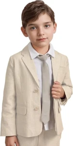 Boys Linen Suit Slim Fit Wedding Tuxedo Formal Suits for Boys Suits Set 2 Pieces - Picture 1 of 27