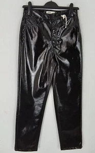 Marks & Spencer Trousers Black PU Coated Harper Cigarette Bootcut Crop NEW F2 - Picture 1 of 5