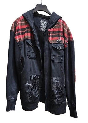 Parish Nation RARA Sudadera con Capucha Para Hombres 4XL Negra y Cuadros Cremallera Completa Chaqueta Polar Foto 1 de 4