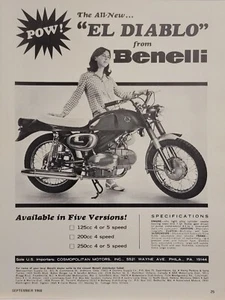1968 Benelli El Diablo Original Motorcycle Print Ad - Picture 1 of 1
