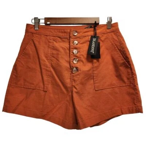 Blank NYC rostorange hochtailliert Knopfleiste Shorts Freizeit Sommer - Bild 1 von 6