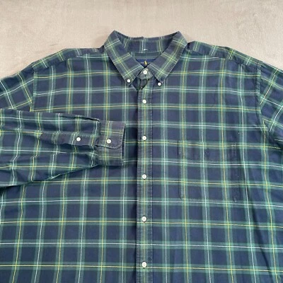 Polo Ralph Lauren Shirt Men 4XLT Tall Navy Tartan Plaid Long Sleeve Pony Preppy - Image 1 of 4