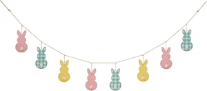 72''L Easter Metal Bunny Garland, Easter Wall Hanging Decor Jute Banner for Indo - Picture 1 of 12