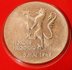 Moneda de plata Noruega 200 coronas 1980 BU en cápsula protectora - Imagen 1 de 2