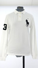 Ralph Lauren Polo Shirt White Big Polo Pony Long Sleeve Custom Slim Fit XS Boys