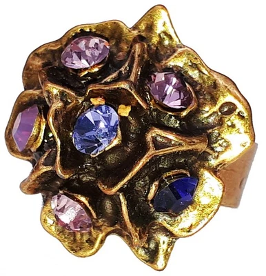 Anillo Michal Negrin Cristales Púrpura Swarovski Estrás Flor Cóctel Y2K Foto 1 de 4