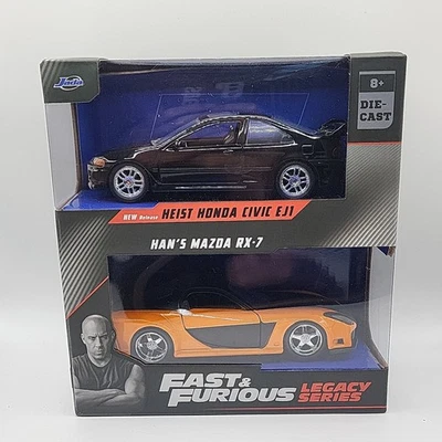 Jada Fast & Furious Legacy Series Heist Honda Civic EJ1 & Han’s Mazda RX-7 1/32 - Image 1 of 4