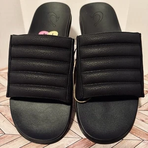 Olukai Maha 'Olu Men's 14 Recovery Slide Black Sandals Beach Pool 10517-4040 - Picture 1 of 10