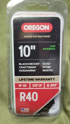 Cadena de motosierra Oregon 10" R40 3/8" LP .043"~NUEVO SELLADO~Sierra de poste-Sierra de cadena Foto 1 de 4
