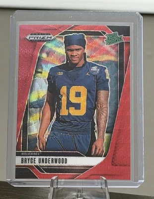 2025 Panini Prizm Draft Picks Bryce Underwood Rated Prospect Ruby Wave Michigan - Image 1 of 2