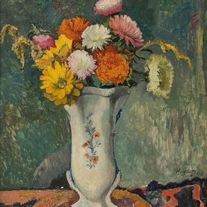 Joachim Rágóczy Blumenstillleben Verlorene Generation sign gerahmt Öl Pappe 1946 - Picture 1 of 5