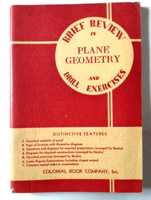 Vtg 1940 Book BRIEF REVIEW in PLANE GEOMETRY Drill Exercises Coren Fimpel Snizek - Image 1 of 4