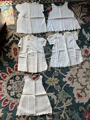 Lot 5 Vintage Infant Baby White (Aged) Dresses and Slips LOOK AT PHOTOS - Image 1 of 4