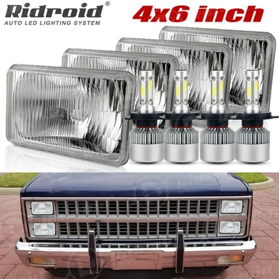 4Pc 4x6" Led Headlights Hi/Lo For Chevrolet C10 C20 C30 K10 K20 1980-1986 Pickup - Image 1 of 4