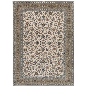 Kashan 375x265 Cm Alfombra Persa De Lana Beige - Imagen 1 de 13
