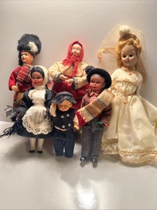 Eclectic Lot 6 Vintage World Dolls Some For Repair Or TLC - Picture 1 of 24