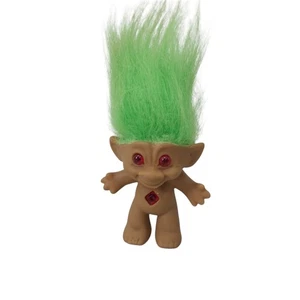 Vintage ACE Novelty Green Hair Troll Red Belly Jewel Diamond Red Eyes - Picture 1 of 6
