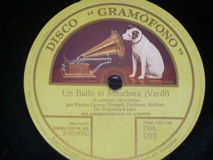OPERA 78 rpm RECORD Gramofono CARUSO HEMPEL DUCHENE ROTHIER SEGUROLA Verdi - Picture 1 of 1