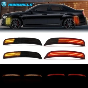 Double Row Dynamic Yellow Red LED Side Marker Lights For 2015-2023 Chrysler 300 - Picture 1 of 12