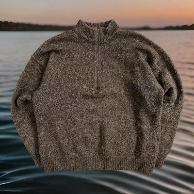 Pendelton Sweater XL Gray USA 100% Wool Pull-Over Quarter Zip - Image 1 of 4