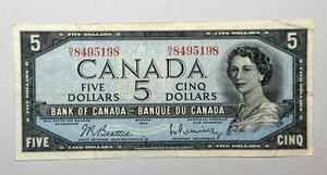 Canada 1954 Five Dollar $5 Bill Banknote Beattie - Rasminsky NX8495198 - Picture 1 of 2