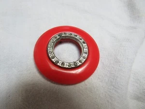 Vint.Orange Plastic Sew On Donut Hole Sash Buckle Metal Rhinestones Inset 1-3/4" - Picture 1 of 6