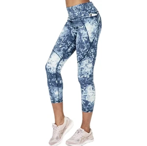 Sweaty Betty Beetle Blue Tie Dye Print 7/8 Length Power Workout Leggings Sz L - Picture 1 of 6