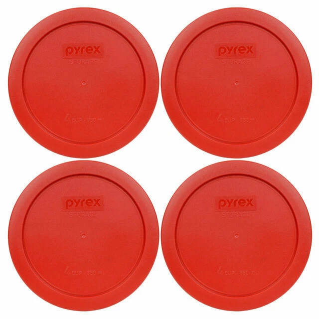 PYREX 7201-pc Round 4 Cup Storage Lid for Glass Bowls 2 Red