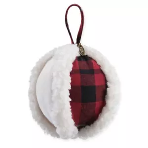 UGG Hunter Plaid Ornament rot/schwarz gesteppt Patchwork weiß Fell Weihnachten Bommel Ball - Bild 1 von 2