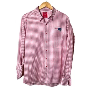 NFL New England Patriots Button Down rot kariert Logo Souvenir Kleid Hemd Large - Bild 1 von 5