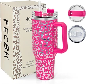 40 Oz Tumbler with Handle and Straw, 100% Leak-Proof Travel Mug, Stainless Steel - Picture 1 of 7