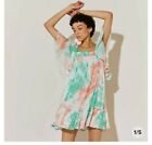 Turquoise Short Sleeve Tie Die Mini Dress River Island 12 Never Worn With Tags