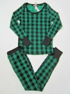 Victoria Secret LONG Thermal Buffalo Check LONG JANE PAJAMAS SHIRT PANT PJ SET M - Picture 1 of 3