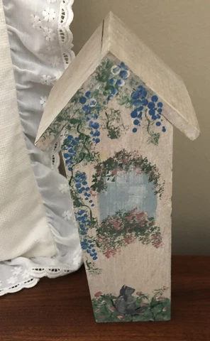 Decorative Bird House - Hand Painted Garden Scenes Highly Detailed 8” Cover