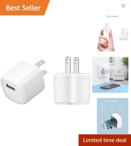 Pack de 2 Chargeur Mural USB Portable 5V/1A - Idéal pour iPhone, Tablettes, Jouets - Photo 1 sur 9