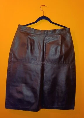 Falda lápiz de cuero negra Fiori para mujer 34x26 Foto 1 de 4