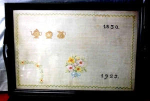 Antique Victorian 1830-1923 Hand made Sampler Serving Tray. Felt backing. EUC - Picture 1 of 2