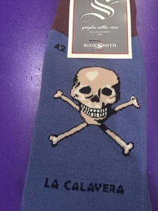 Socksmith La Calavera Blue Men's Socks ~NEW - Picture 1 of 5