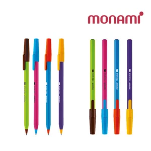 12pcs MONAMI 153 Stick Vivid Ballpoint Pen 0.7mm Black ink - Choose Body Color - Picture 1 of 4