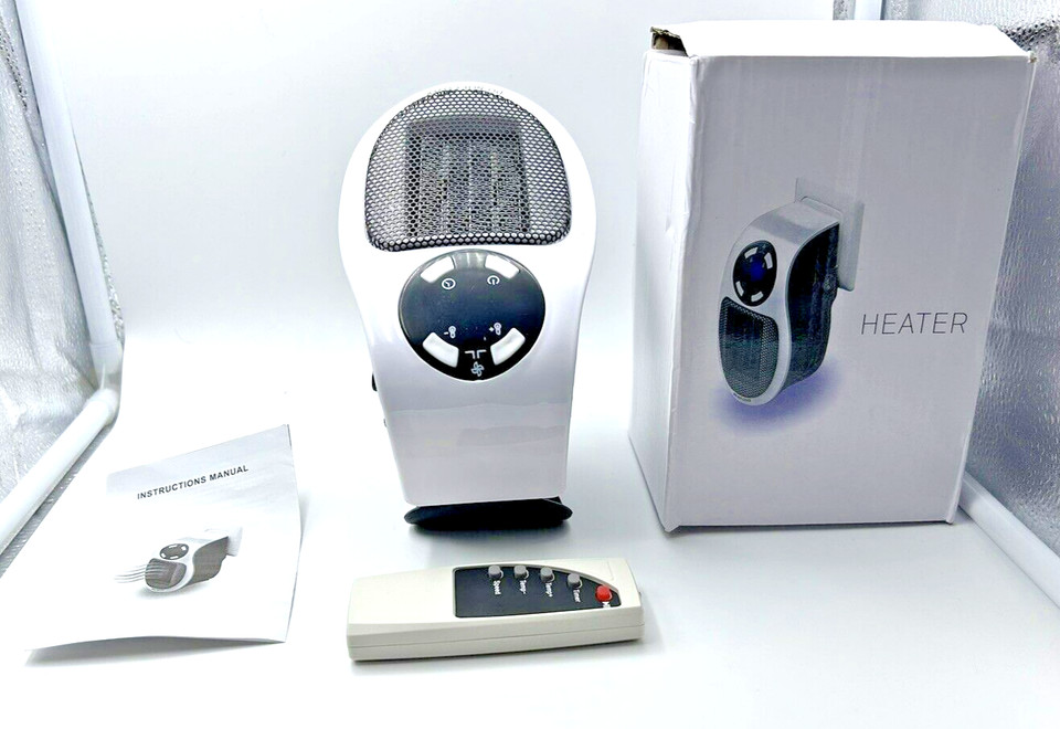 SPACE HEATER 500W PLUGIN Electric Ceramic Adjustable Thermostat 1-12 Hour  Timer | eBay