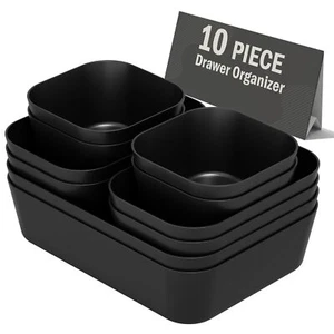 Plastic Drawer Organizers 10 PCS Drawer Organizer Bins Bathroom and Vanity Or... - Picture 1 of 8