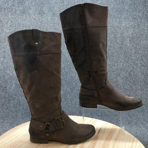 Ruff Hewn Boots Womens 10 M Violet Tall Side Zip Riding Boot Brown Faux Leather - Picture 1 of 19