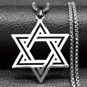 Stainless Steel Star of David Pendant Necklace Israel - Picture 1 of 1