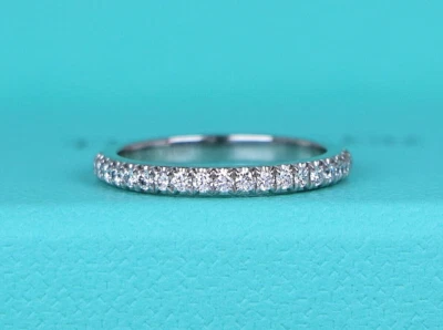 $2,850 Tiffany & Co. Platinum Diamond Half Circle Soleste Wedding Band Ring 3.5 - Image 1 of 4