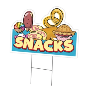 Snacks Die Cut Yard Sign & Stake outdoor plastic coroplast window - Picture 1 of 3
