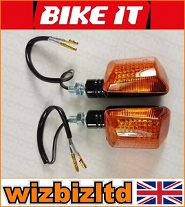 Mini indicadores universales Bikeit cortos negros con marca E con lente ámbar INDMSBLK - Imagen 1 de 12