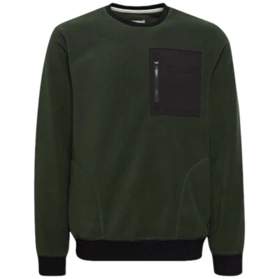 Blend felpa in pile verde felpa girocollo con tasca sul petto 20715833 OFFERTA - Imagen 1 de 3