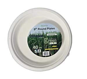 Sugarcane 9 Inch / 225mm Plates Party Eco Friendly Disposable Bio Degradable Syd - Picture 1 of 6