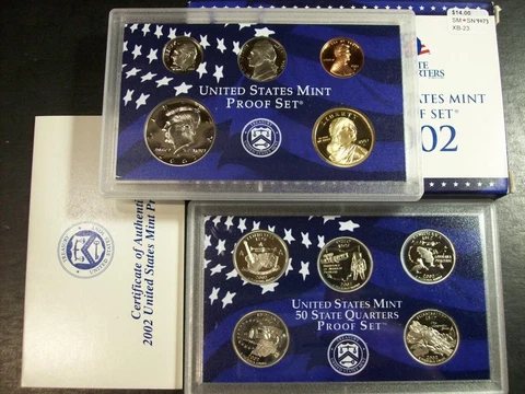 2002 U.S. Mint Proof Set w/ box & COA       SN4073 Cover